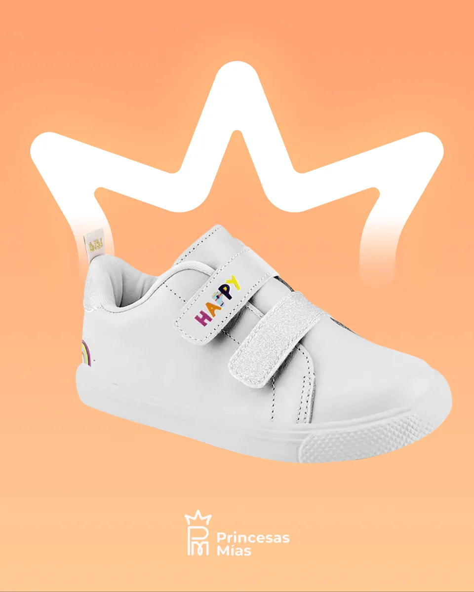 Tenis Infantil Bibi Happy Blanco – 100% Cuero y Doble Velcro 1046433