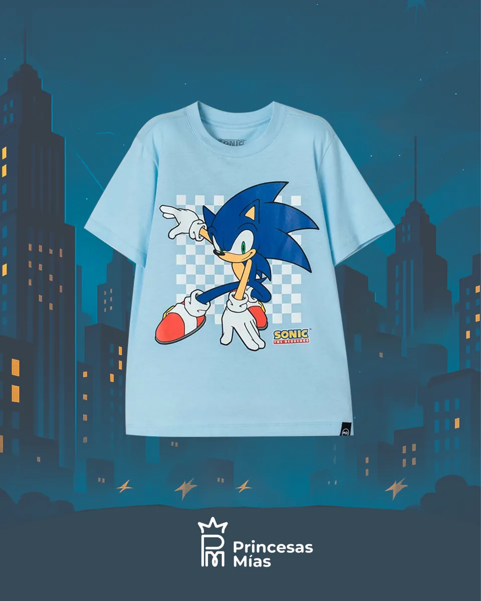 Remera Infantil Sonic – Azul Cielo Gamer 237975