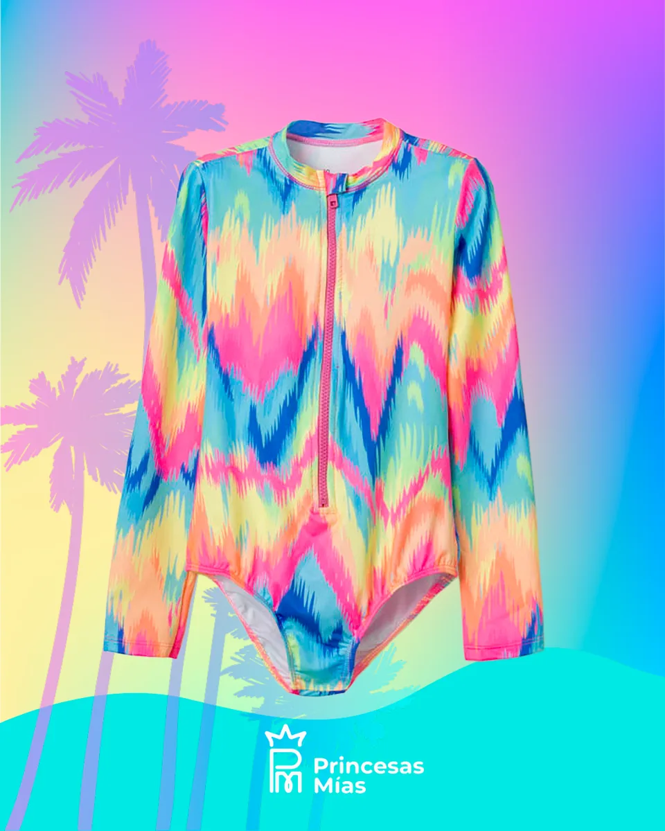 Traje de baño manga larga multicolor 
