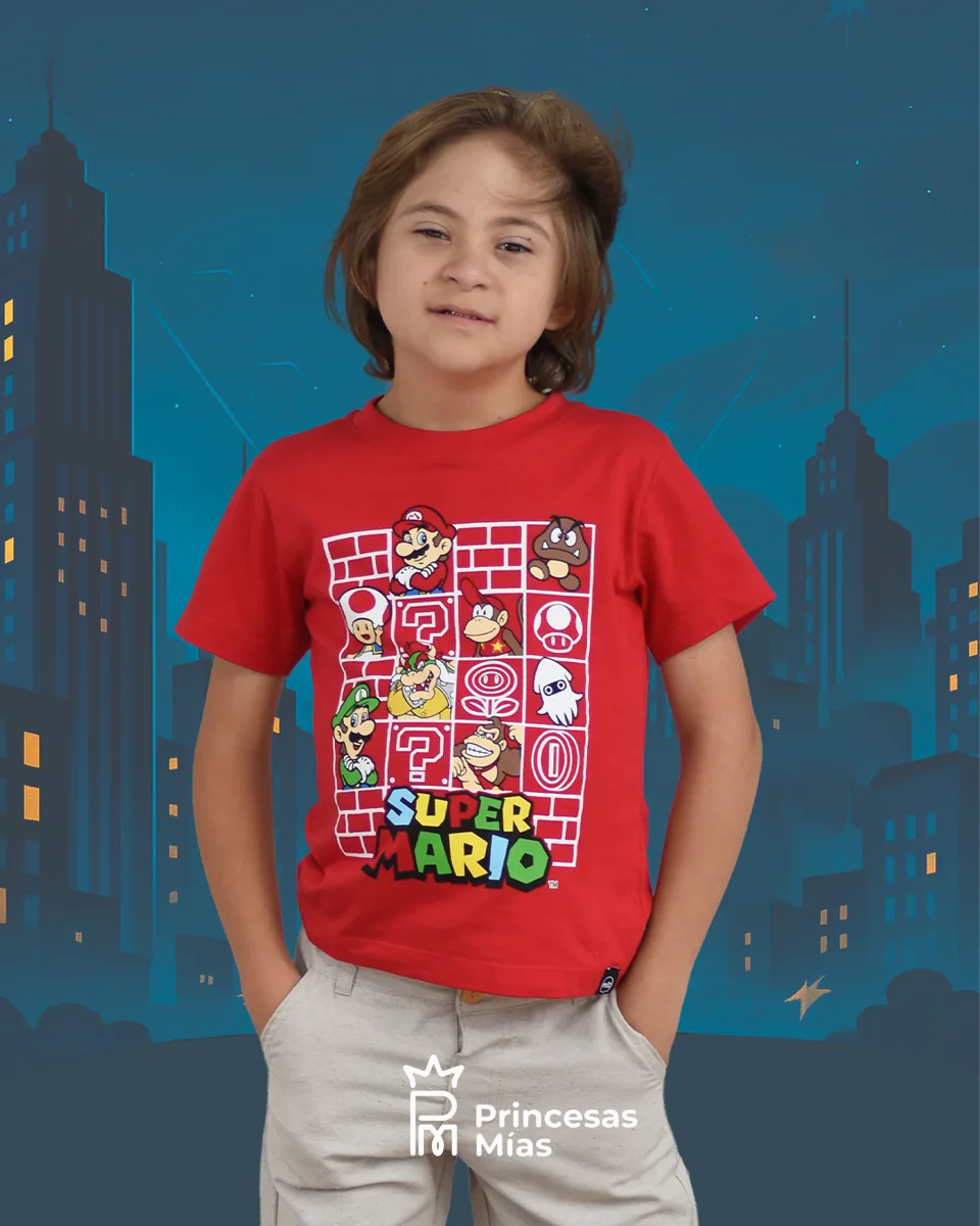 Remera Infantil Super Mario – Estilo Gamer Clásico 93122696