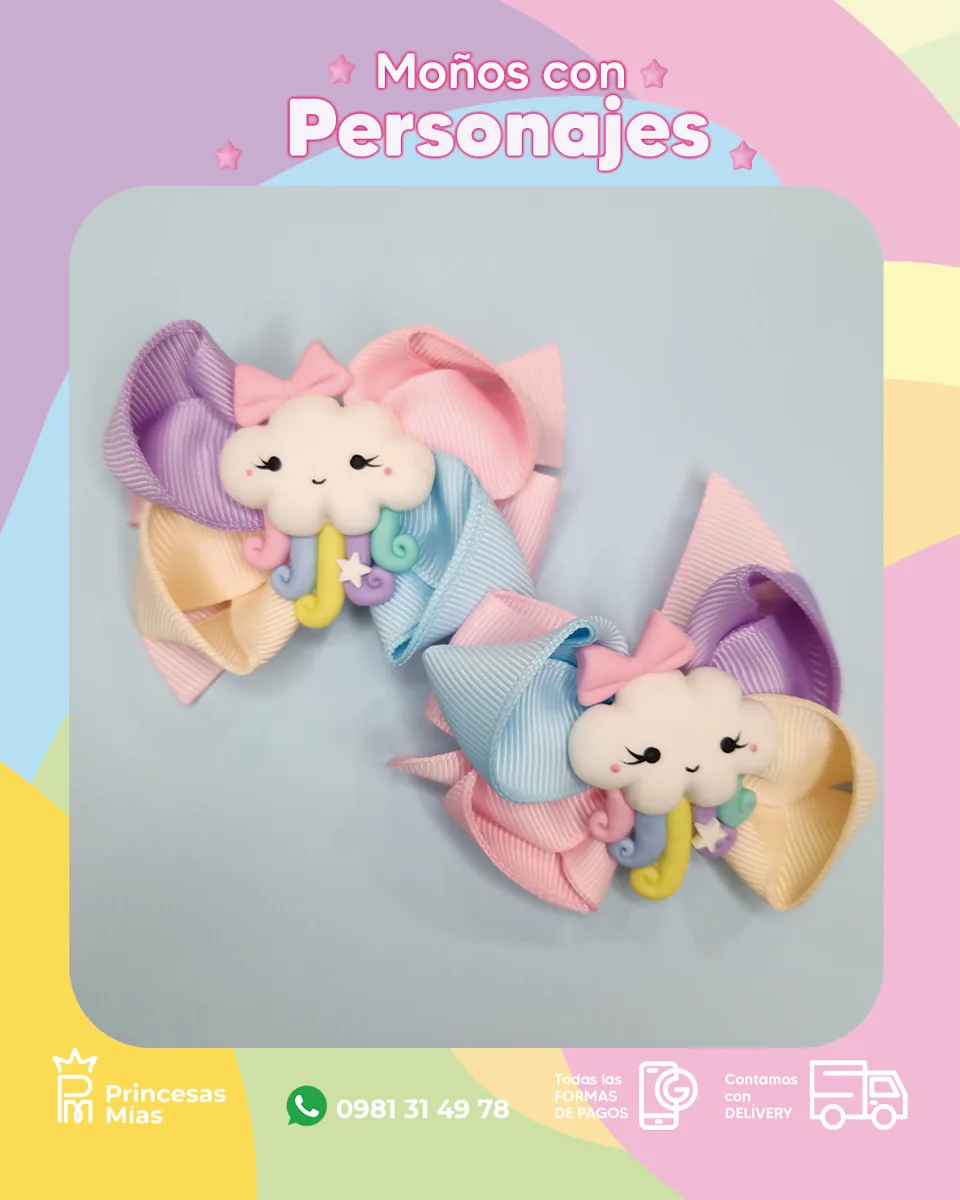 Moño Nubecita Arcoíris ☁️🌈1100-22