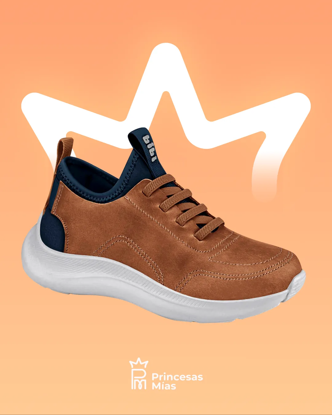 Tenis Bibi Action Casual Niño – Caramelo/Naval (Cuero ) 1168005