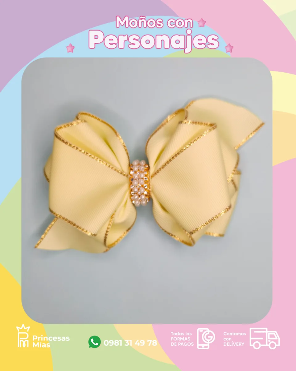 Moño Amarillo “Vainilla Dorada” 💛✨1200-6